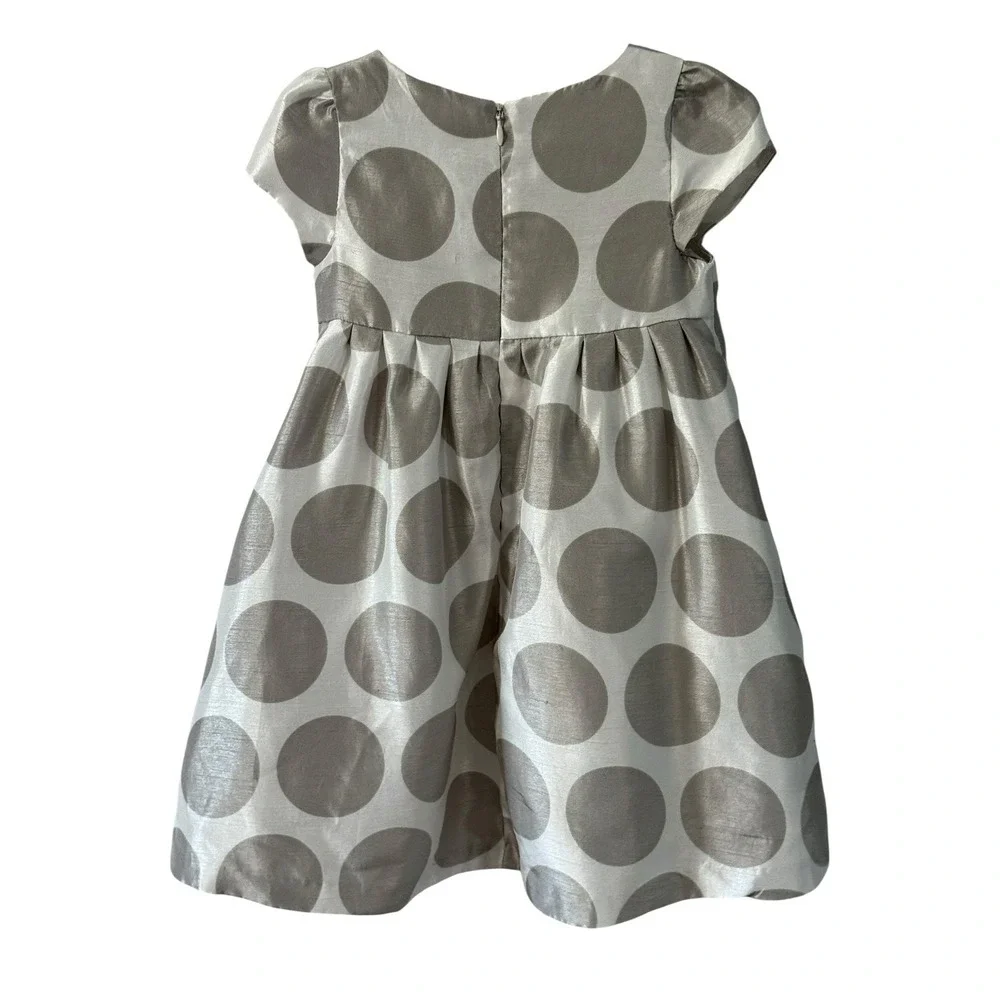 Gymboree Gray‎ Pewter Holiday Gems Pin Tucked Polka Dot Dress Size 2T
